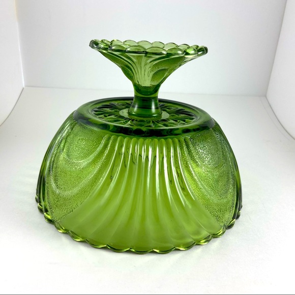 Vintage Brockway Glassware Nouveau Pedestal Bowl Green Salad Serving Bowl - Picture 3 of 7